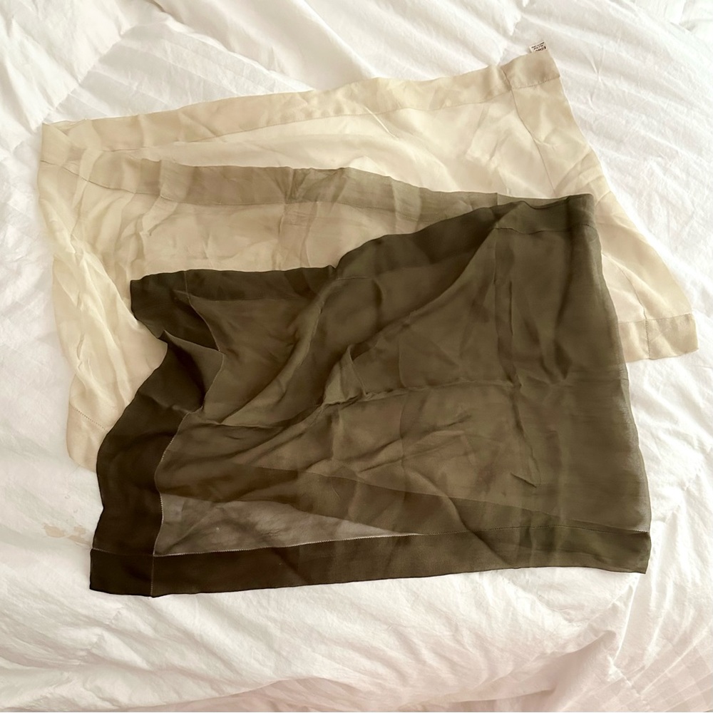 Vintage 1960s Silk Scarf by Echo Sheer Chiffon Ombré Brown Cream Long Rectangle